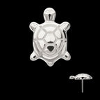 Low-Profile 3D Corrugated Land Turtle Threadless Earring / Nosering – Titanium