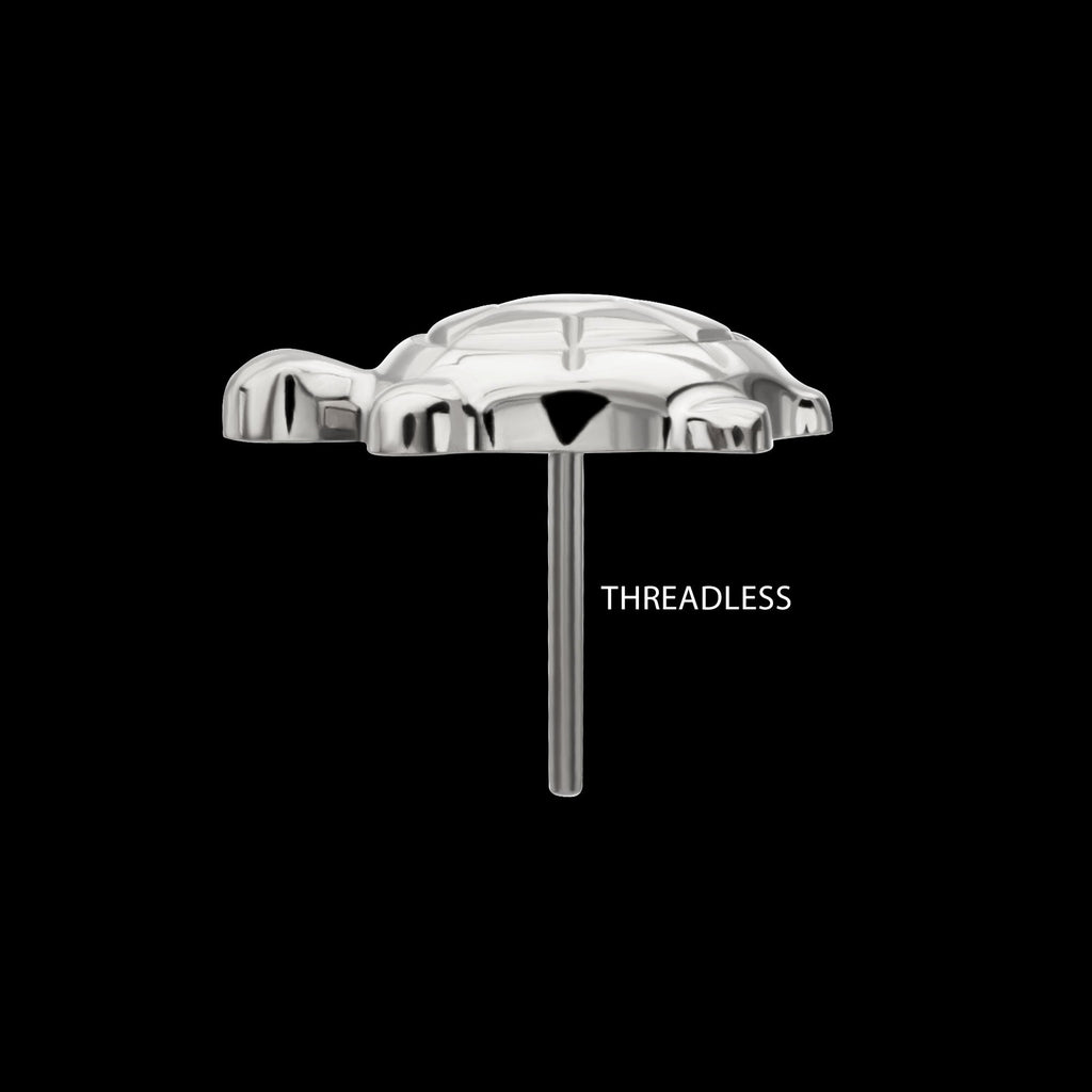 Low-Profile 3D Corrugated Land Turtle Threadless Earring / Nosering – Titanium