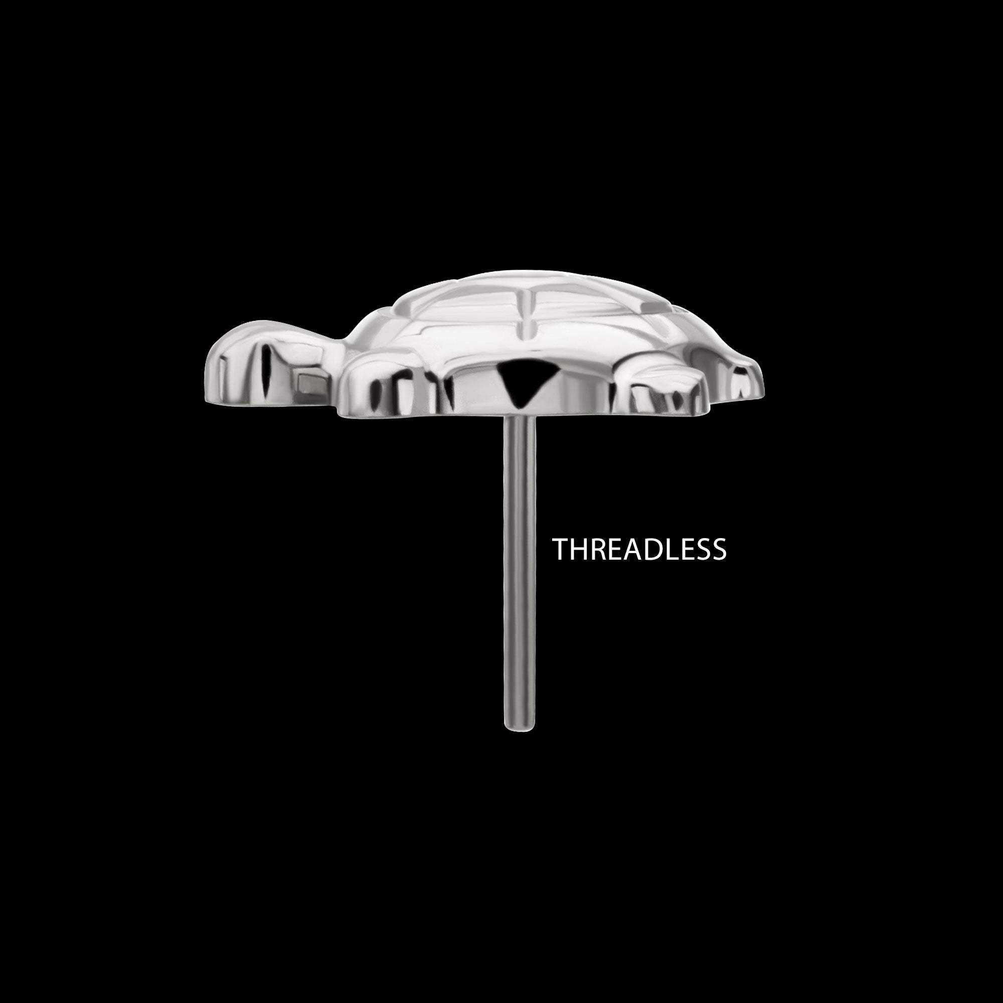 Low-Profile 3D Corrugated Land Turtle Threadless Earring / Nosering – Titanium