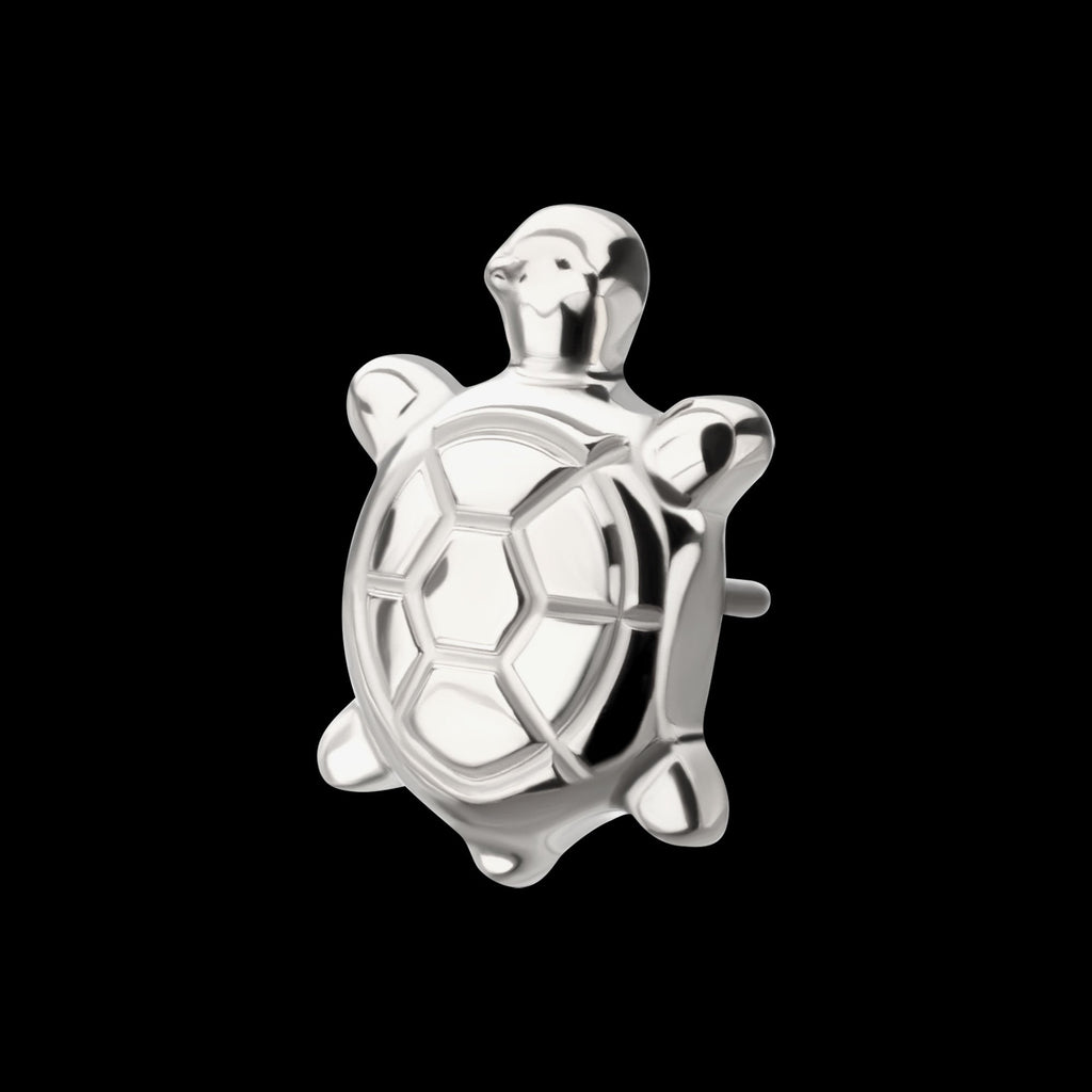 Low-Profile 3D Corrugated Land Turtle Threadless Earring / Nosering – Titanium