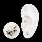 Low-Profile 3D Corrugated Land Turtle Threadless Earring / Nosering – Titanium
