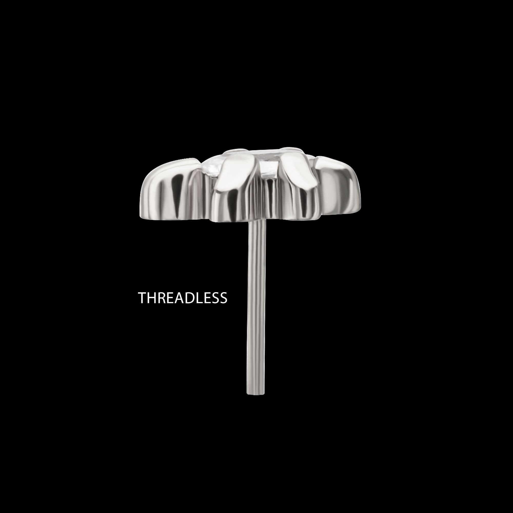 3D Sea Turtle Prong-Set Oval Gem Low-Profile Threadless Earring / Nosering – Titanium