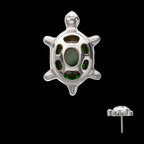Low-Profile Cut-Out Back Land Turtle with Emerald CZ Gem Threadless Earring / Nosering – Titanium