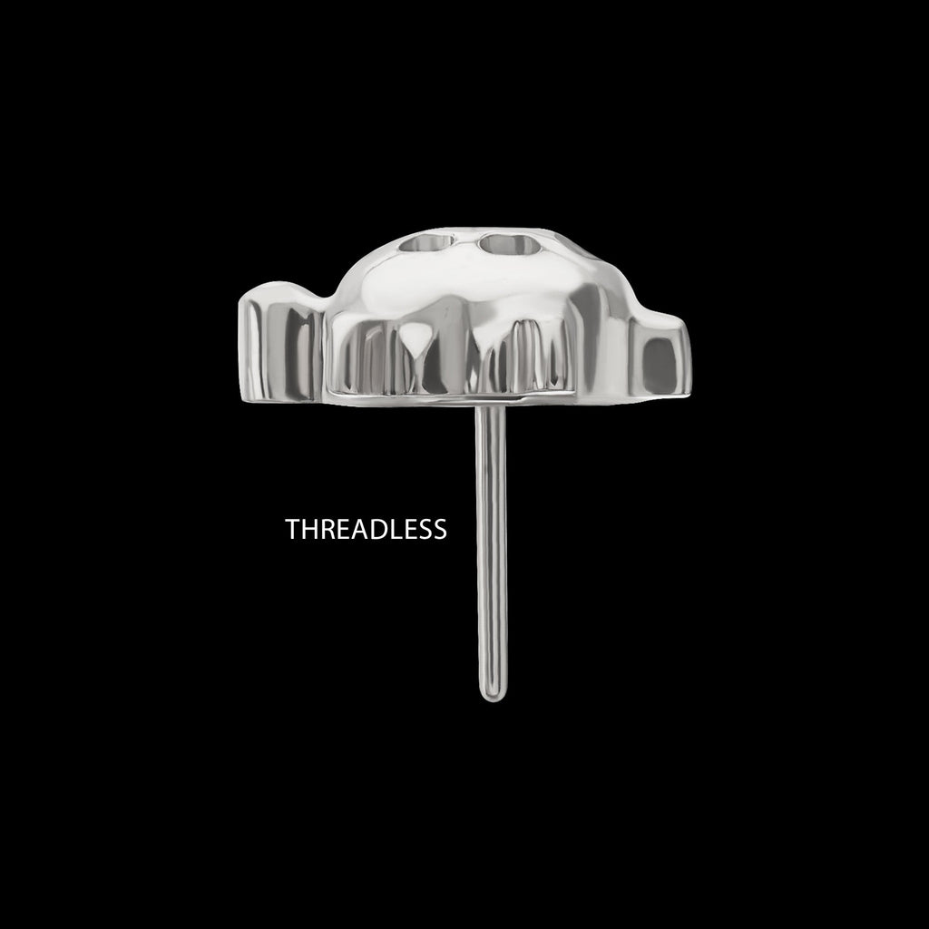 Low-Profile Cut-Out Back Land Turtle with Emerald CZ Gem Threadless Earring / Nosering – Titanium