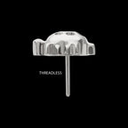 Low-Profile Cut-Out Back Land Turtle with Emerald CZ Gem Threadless Earring / Nosering – Titanium