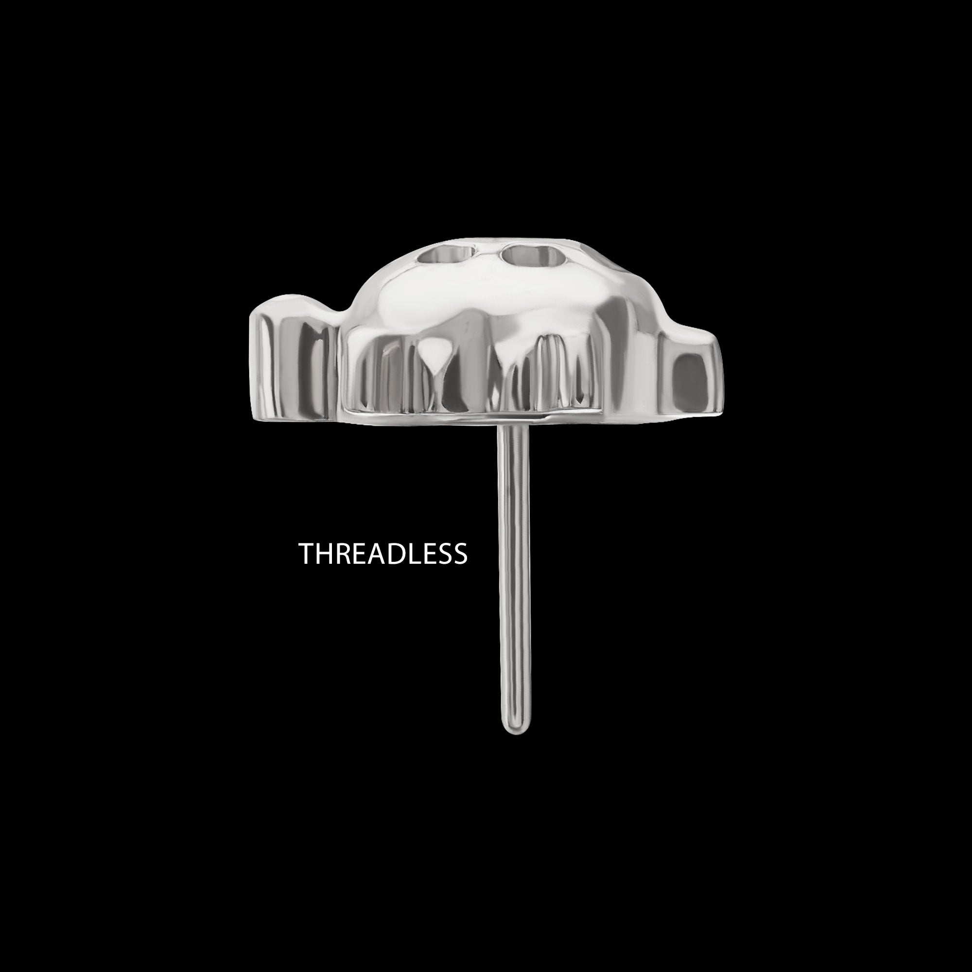 Low-Profile Cut-Out Back Land Turtle with Emerald CZ Gem Threadless Earring / Nosering – Titanium