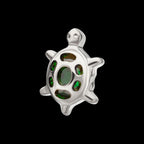 Low-Profile Cut-Out Back Land Turtle with Emerald CZ Gem Threadless Earring / Nosering – Titanium
