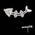 Low-Profile Fishbone with Prong-Set Gem Threadless Earring / Nosering – Titanium