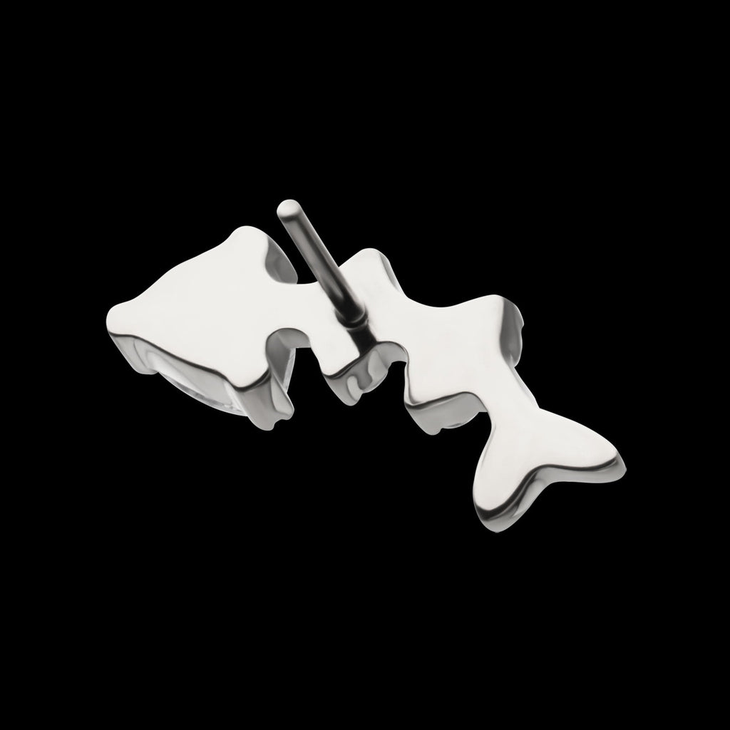 Low-Profile Fishbone with Prong-Set Gem Threadless Earring / Nosering – Titanium