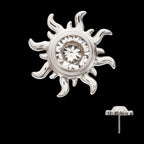 Sunburst Bezel Gem Threadless Earring / Nosering – Titanium