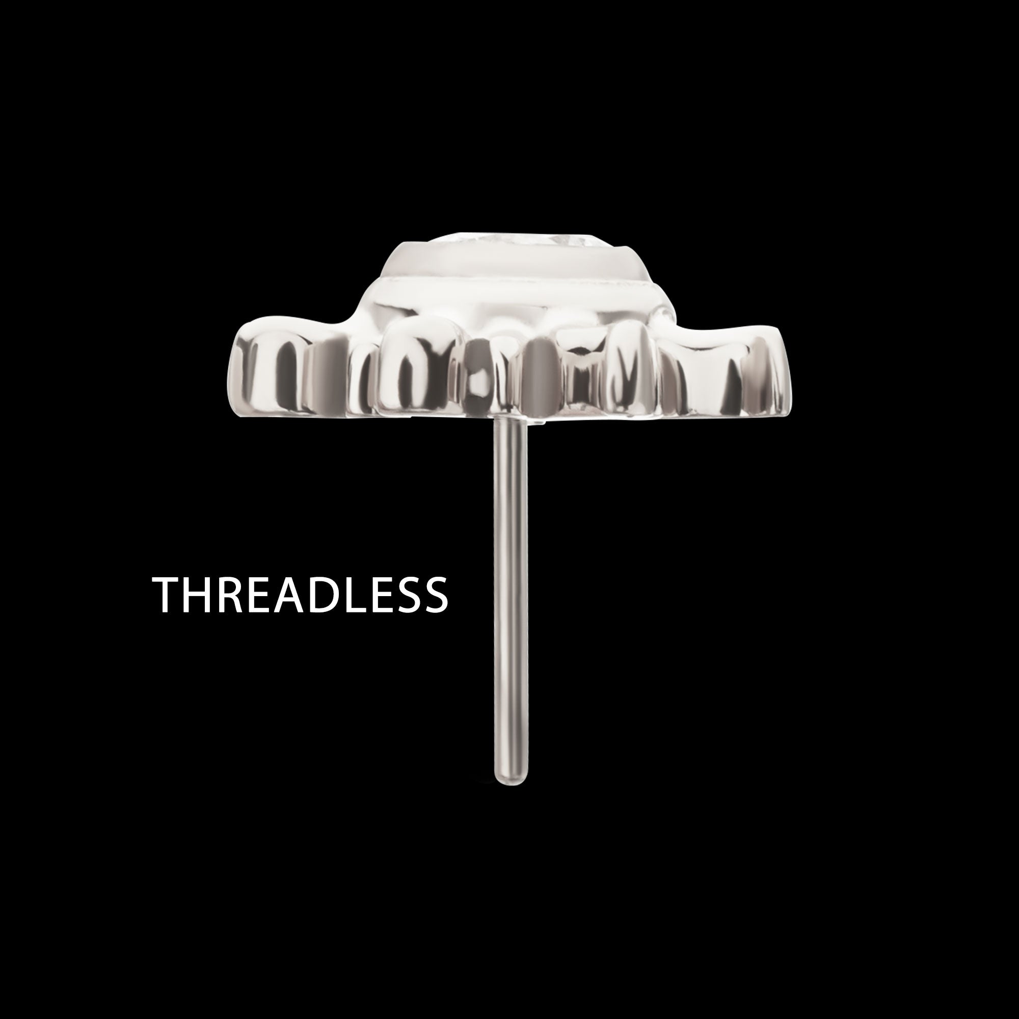 Sunburst Bezel Gem Threadless Earring / Nosering – Titanium