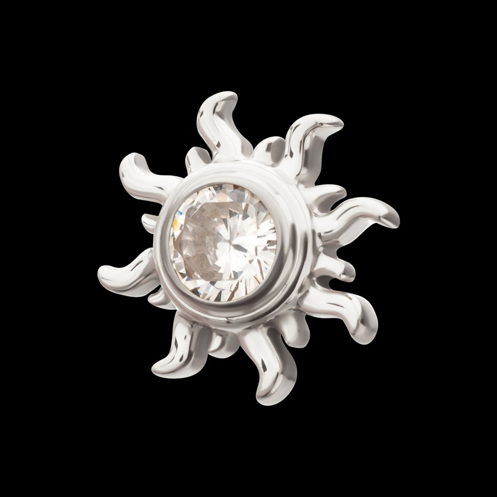 Sunburst Bezel Gem Threadless Earring / Nosering – Titanium