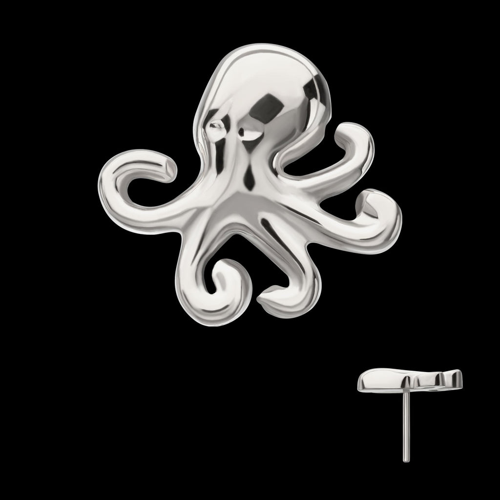Low-Profile 3D Octopus Threadless Earring / Nosering – Titanium