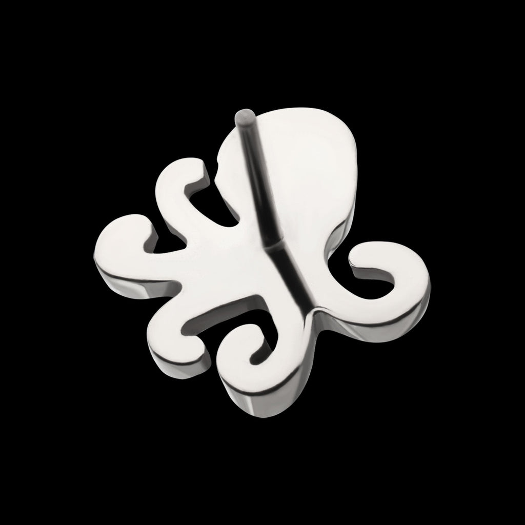 Low-Profile 3D Octopus Threadless Earring / Nosering – Titanium
