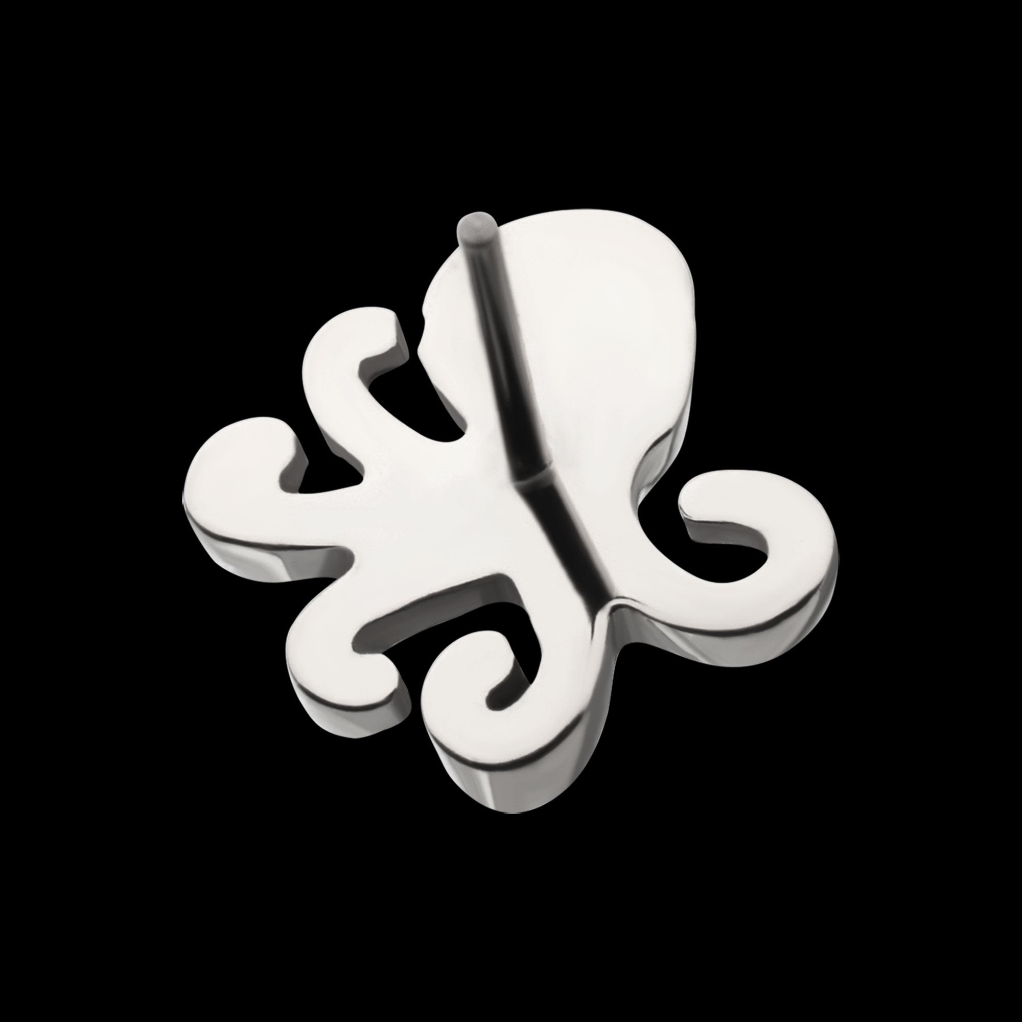 Low-Profile 3D Octopus Threadless Earring / Nosering – Titanium