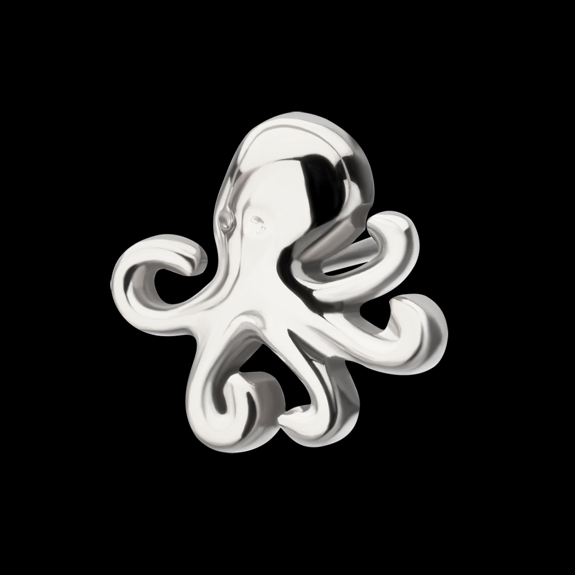 Low-Profile 3D Octopus Threadless Earring / Nosering – Titanium
