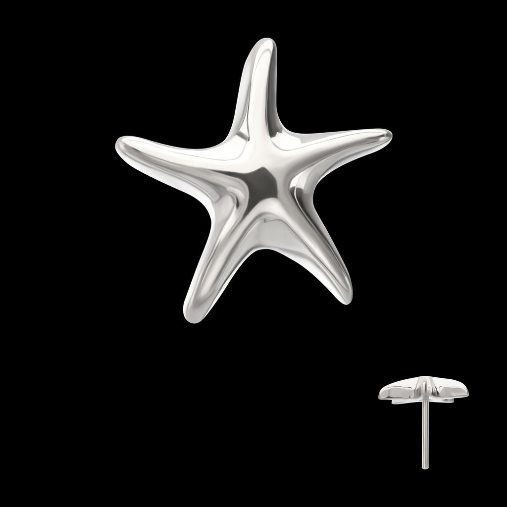 Low-Profile 3D Starfish Threadless Earring / Nosering – Titanium