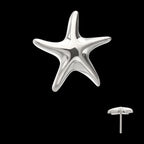 Low-Profile 3D Starfish Threadless Earring / Nosering – Titanium