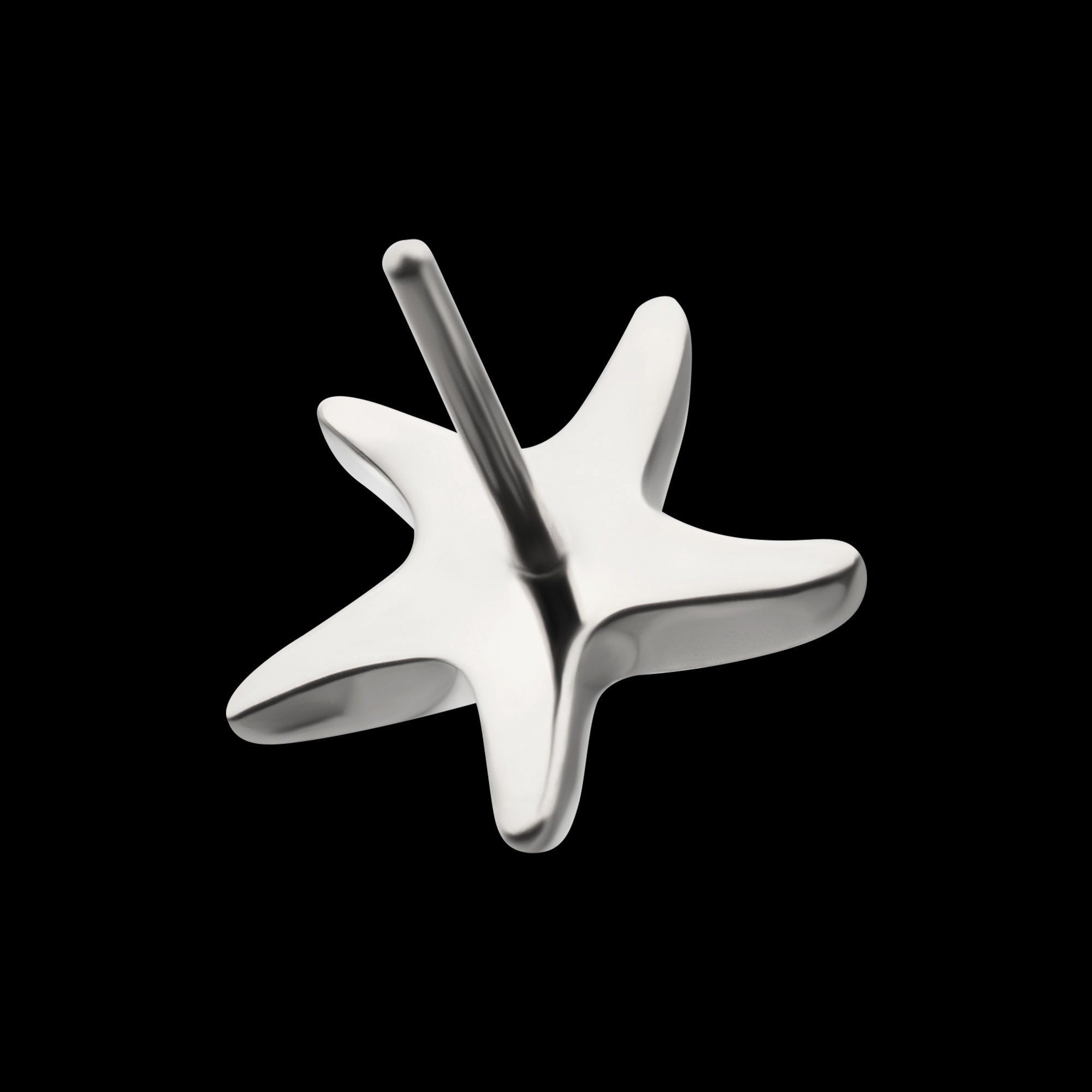 Low-Profile 3D Starfish Threadless Earring / Nosering – Titanium