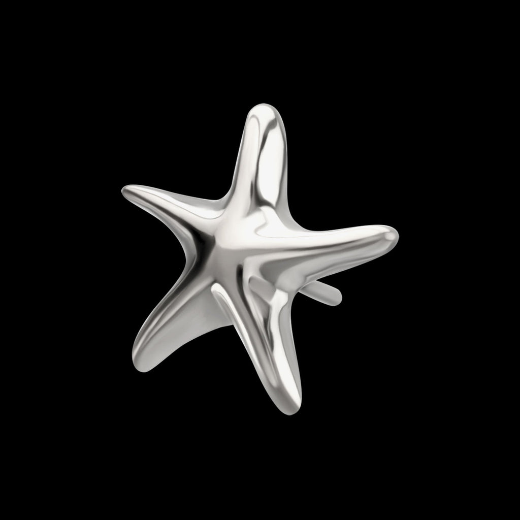 Low-Profile 3D Starfish Threadless Earring / Nosering – Titanium