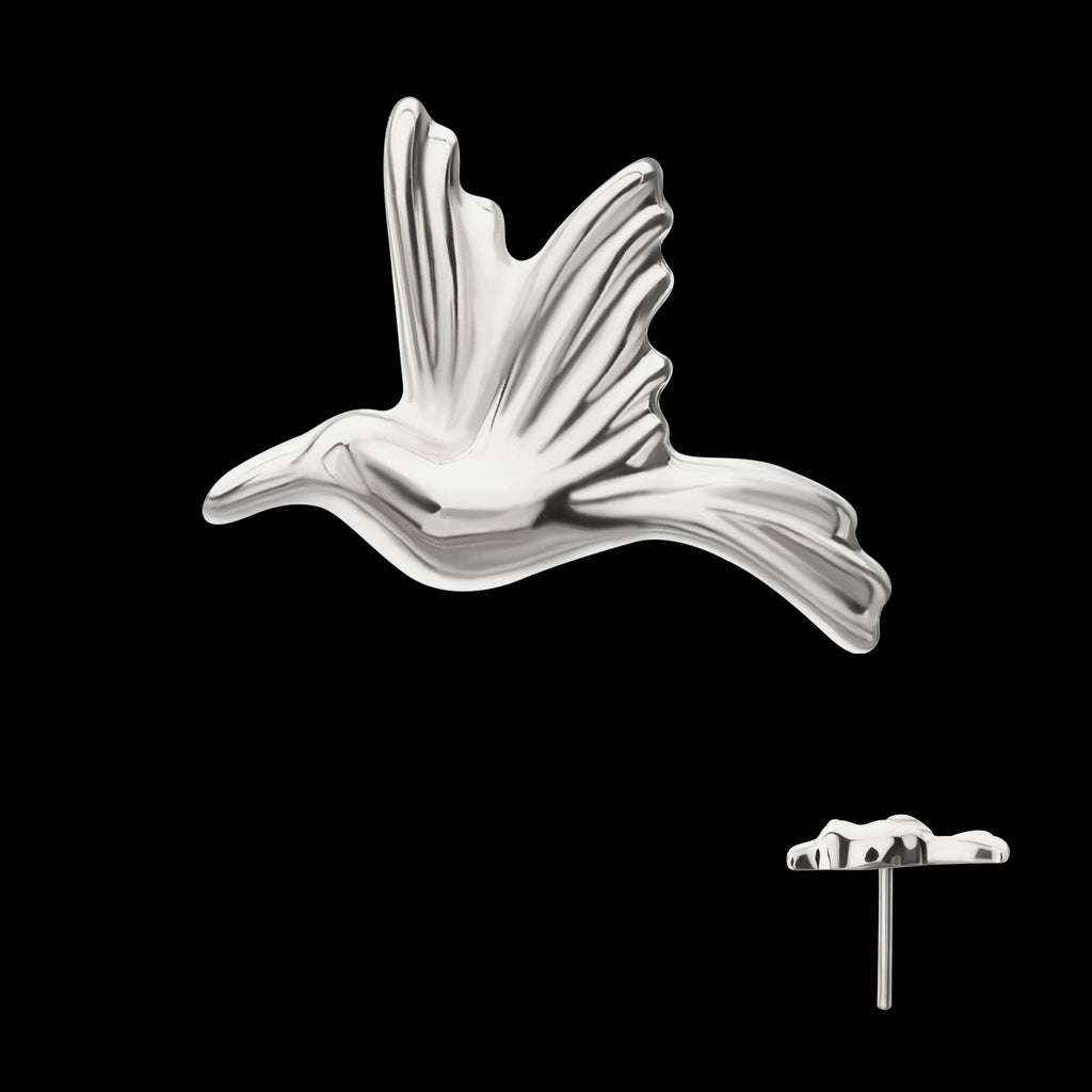 Low-Profile 3D Hummingbird Threadless Earring / Nosering – Titanium