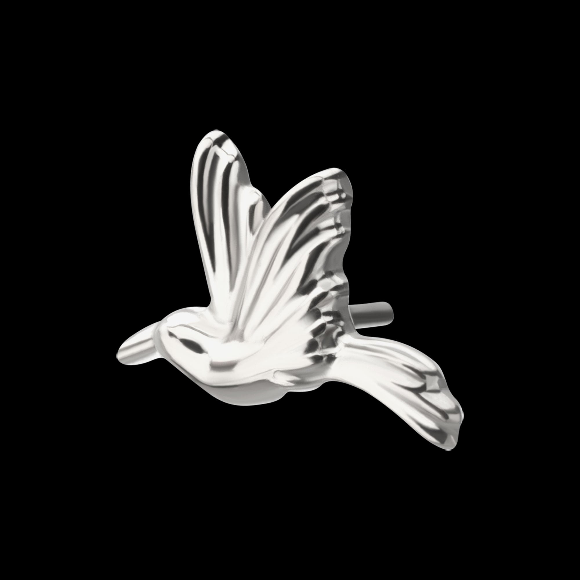 Low-Profile 3D Hummingbird Threadless Earring / Nosering – Titanium