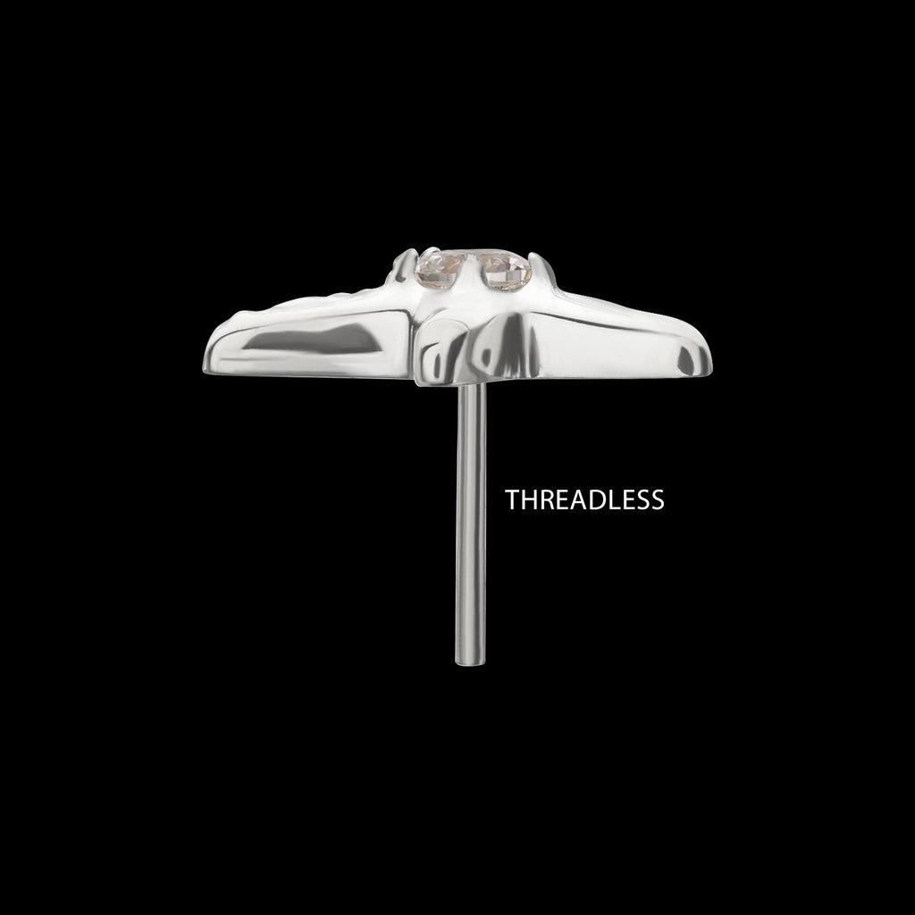 3D Starfish Prong-Set Gem Low-Profile Threadless Earring / Nosering – Titanium
