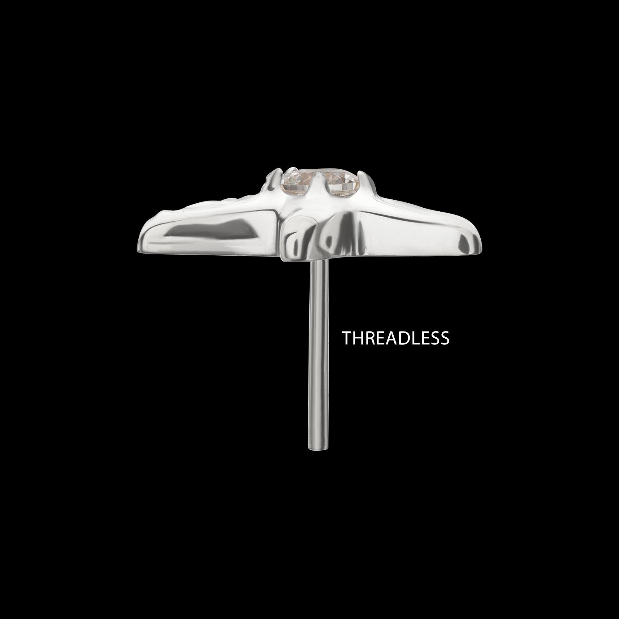 3D Starfish Prong-Set Gem Low-Profile Threadless Earring / Nosering – Titanium