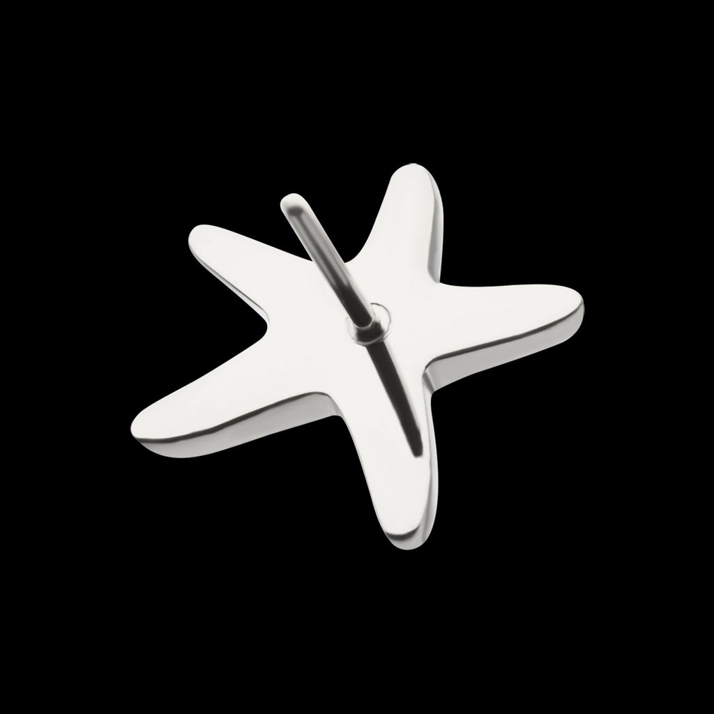 3D Starfish Prong-Set Gem Low-Profile Threadless Earring / Nosering – Titanium
