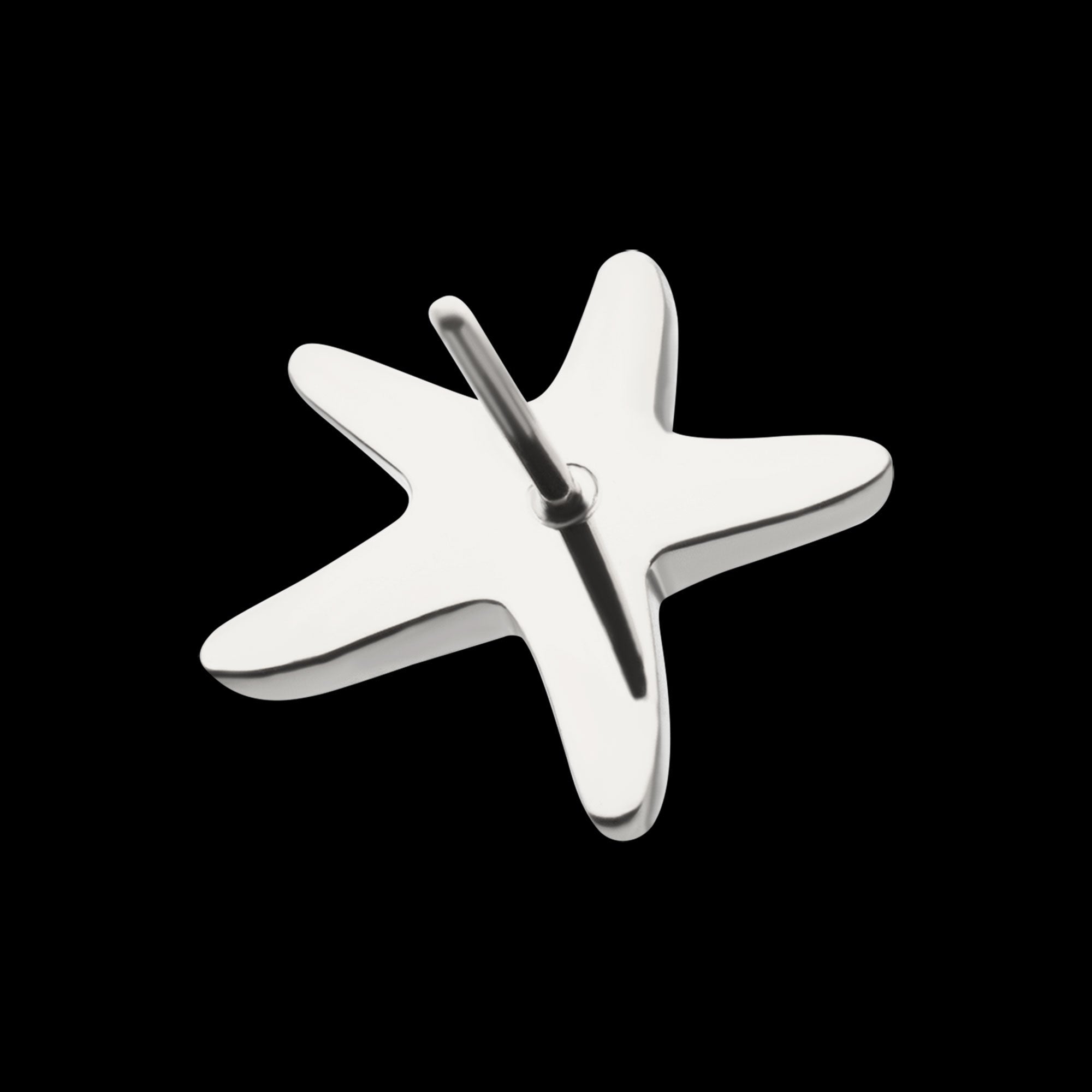3D Starfish Prong-Set Gem Low-Profile Threadless Earring / Nosering – Titanium