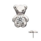 Prong-Set Gem Teddy Bear Threadless Earring / Nosering – Titanium