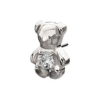 Prong-Set Gem Teddy Bear Threadless Earring / Nosering – Titanium