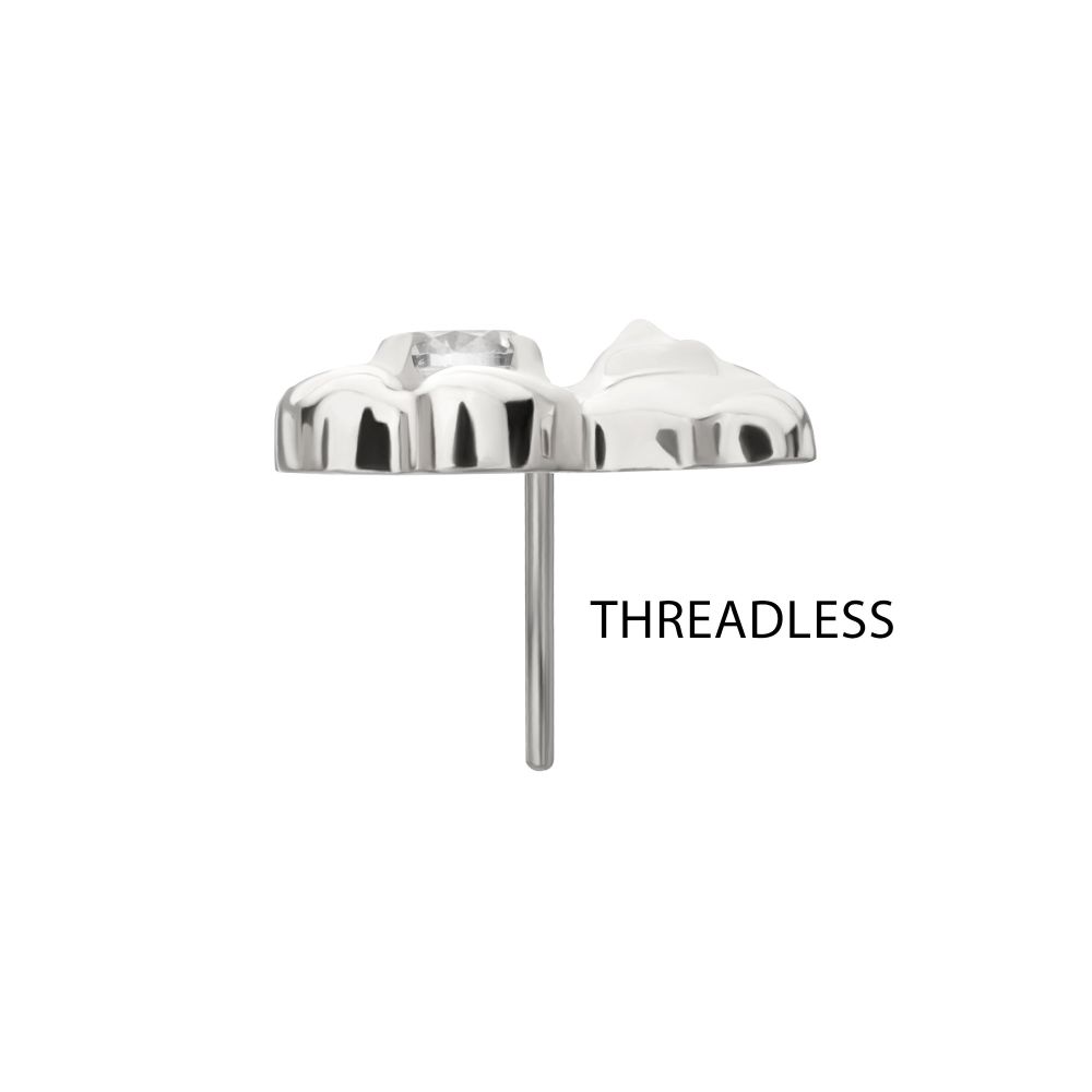Prong-Set Gem Teddy Bear Threadless Earring / Nosering – Titanium