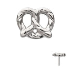 Twisted Pretzel Threadless Earring / Nosering Top – Titanium