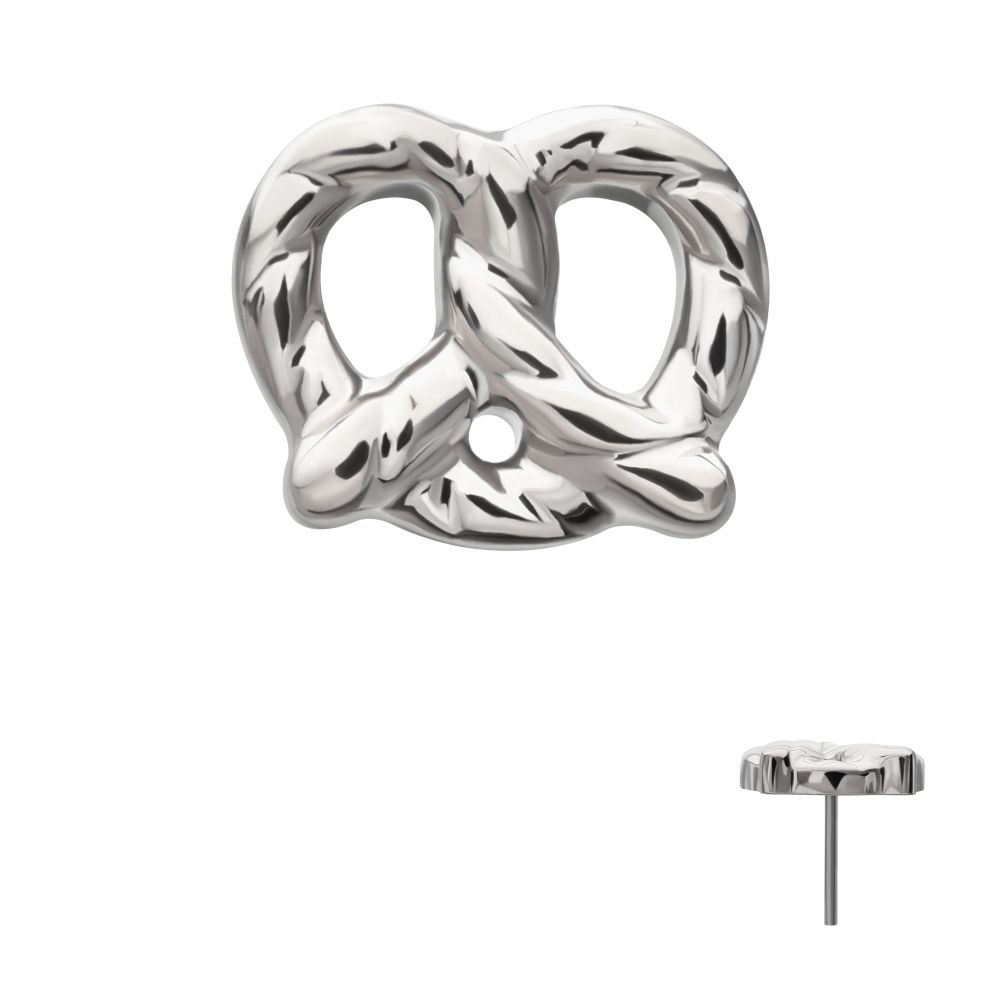 Twisted Pretzel Threadless Earring / Nosering Top – Titanium