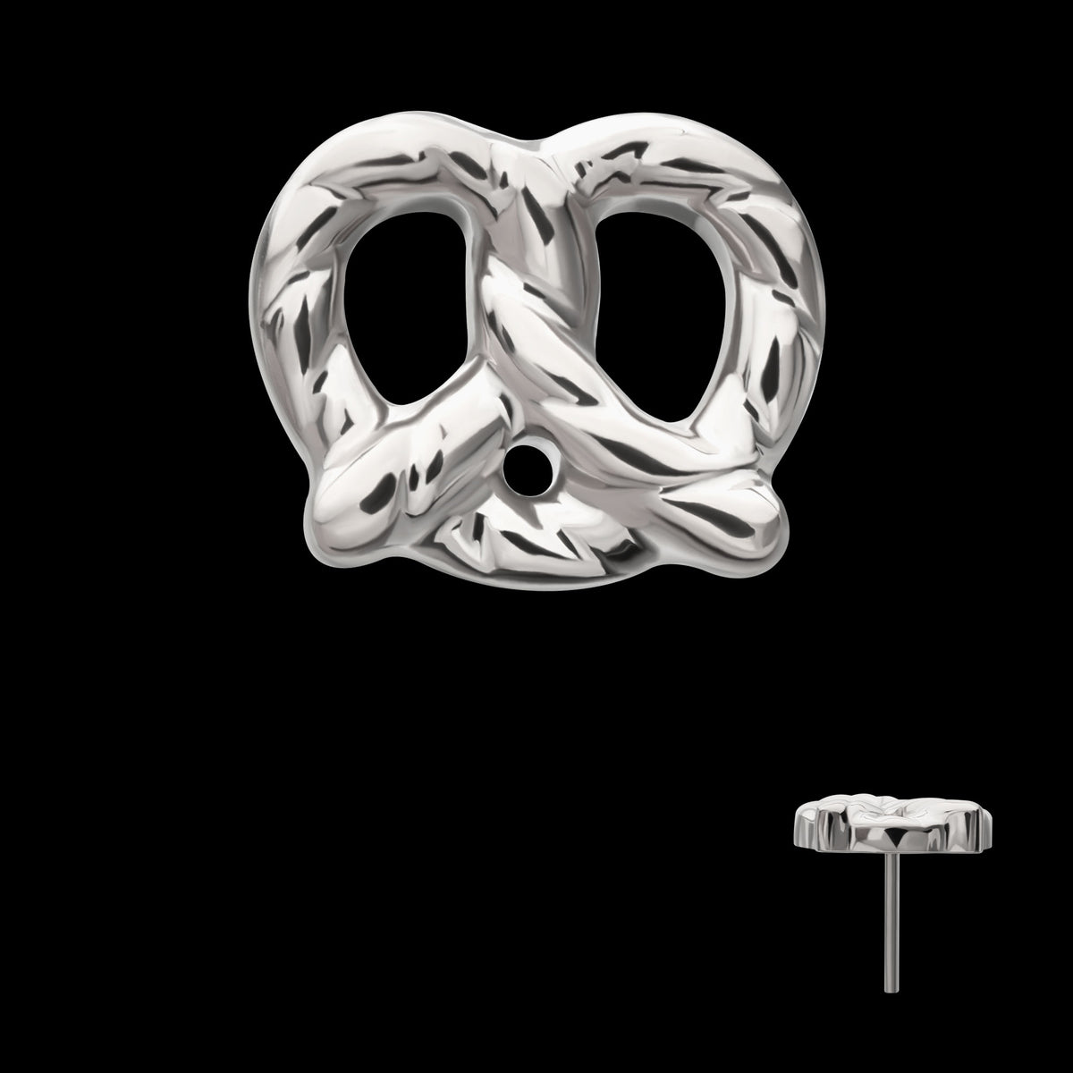 Twisted Pretzel Threadless Earring / Nosering Top – Titanium