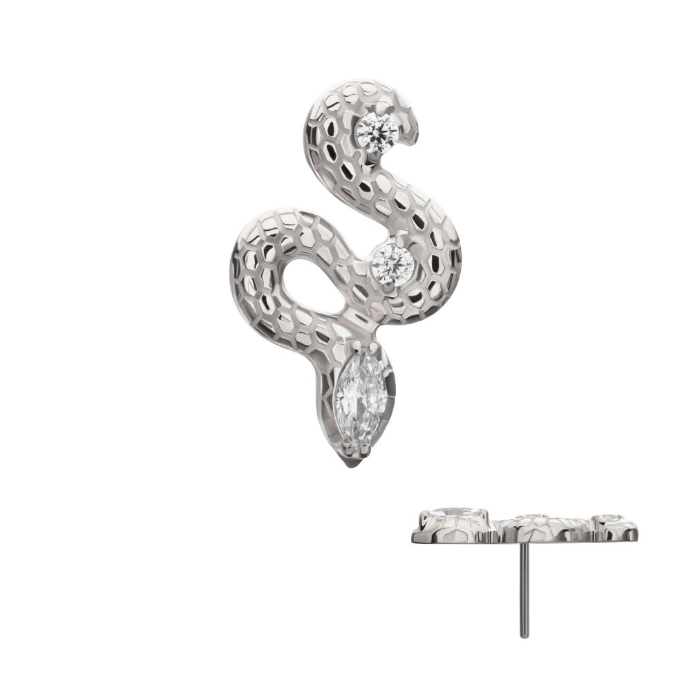 Textured Snake Gem Threadless Earring / Nosering – Titanium