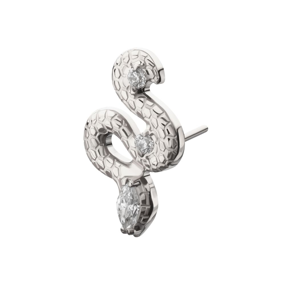 Textured Snake Gem Threadless Earring / Nosering – Titanium