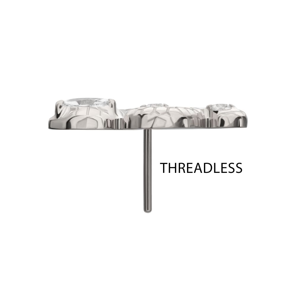 Textured Snake Gem Threadless Earring / Nosering – Titanium