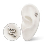 Textured Snake Gem Threadless Earring / Nosering – Titanium