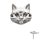Midnight Cat with Black Gem Eyes Threadless Earring / Nosering Top – Black Gem & Titanium