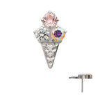 Prong-Set Multi-Gem Ice Cream with Cone Threadless Earring / Nosering – Titanium