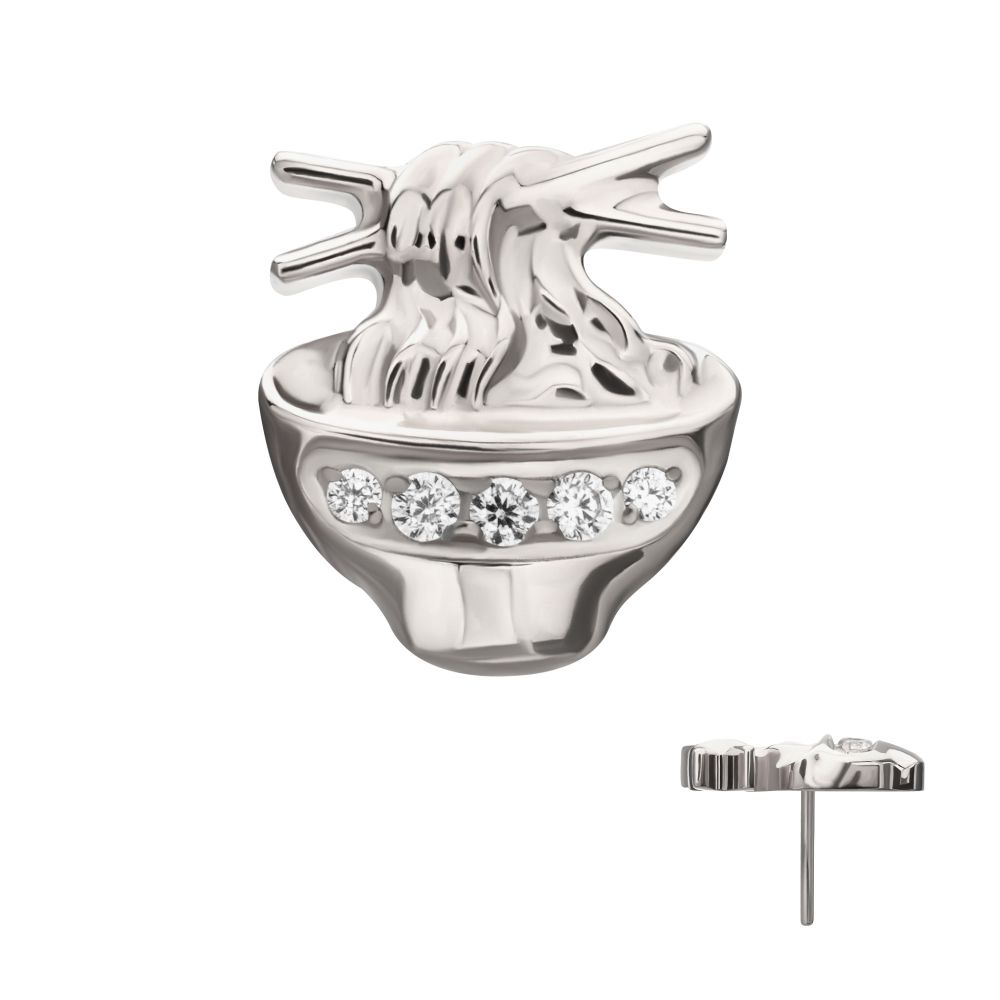 Pave Gem Ramen Threadless Earring / Nosering – Titanium