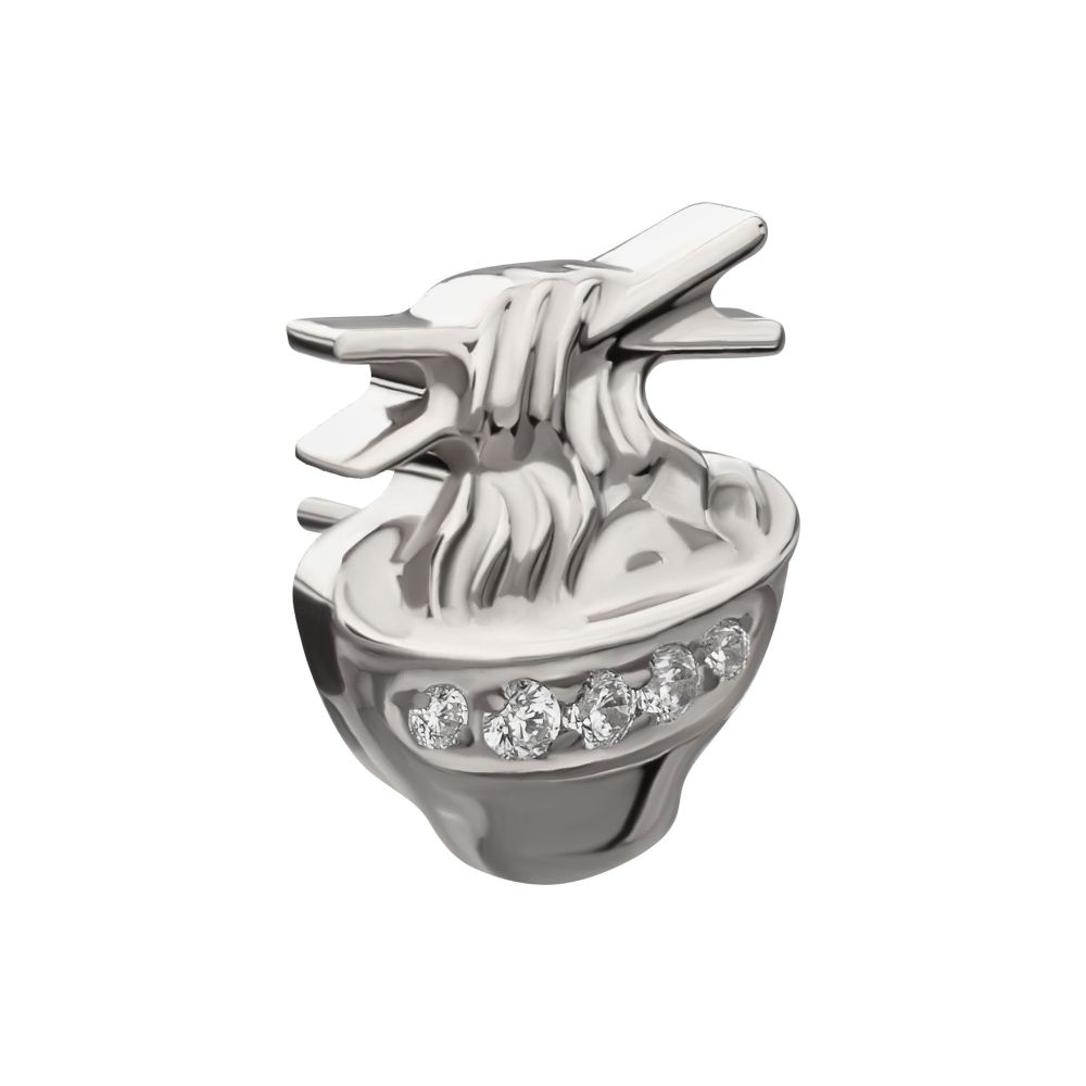 Pave Gem Ramen Threadless Earring / Nosering – Titanium