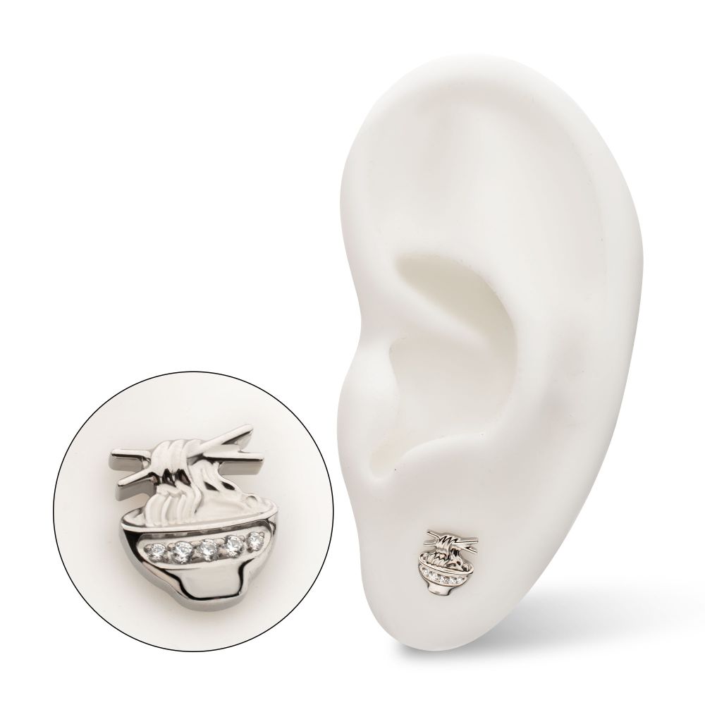 Pave Gem Ramen Threadless Earring / Nosering – Titanium