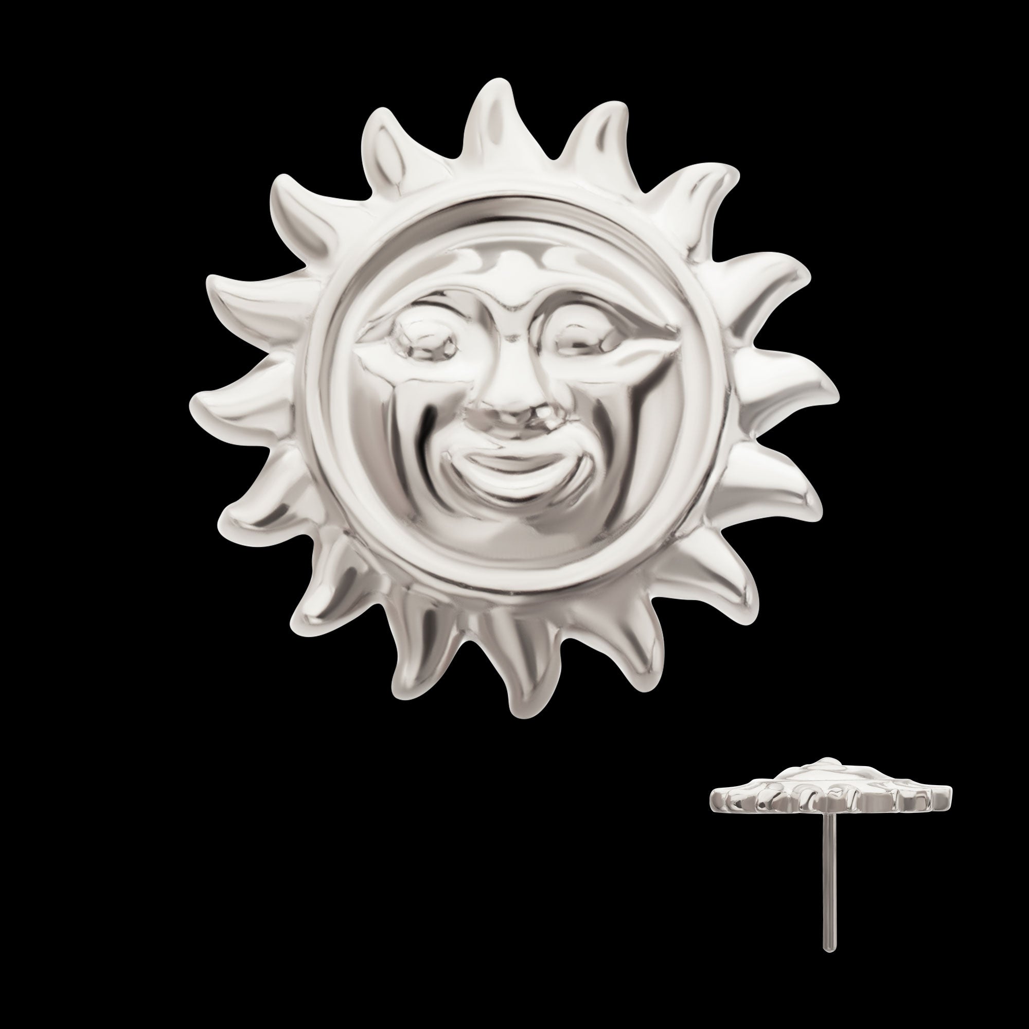 Sun Face Threadless Earring / Nosering – Titanium