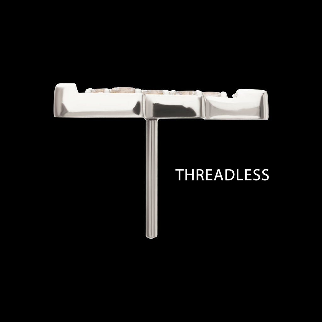 Lightning Bolt Prong-Set Gem Threadless Earring / Nosering – Titanium