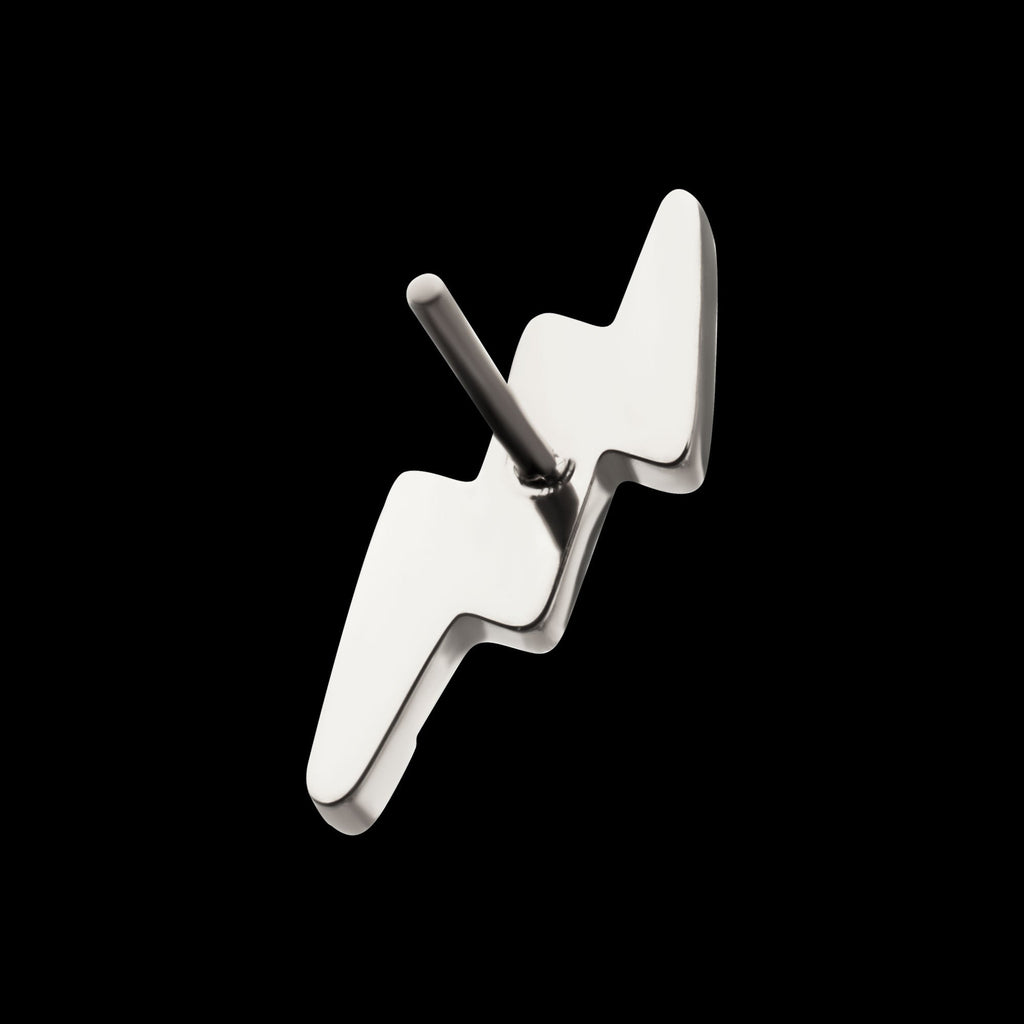 Lightning Bolt Prong-Set Gem Threadless Earring / Nosering – Titanium