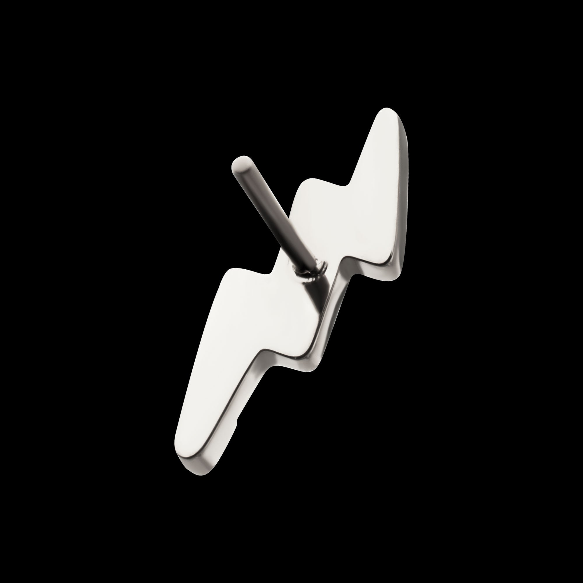 Lightning Bolt Prong-Set Gem Threadless Earring / Nosering – Titanium