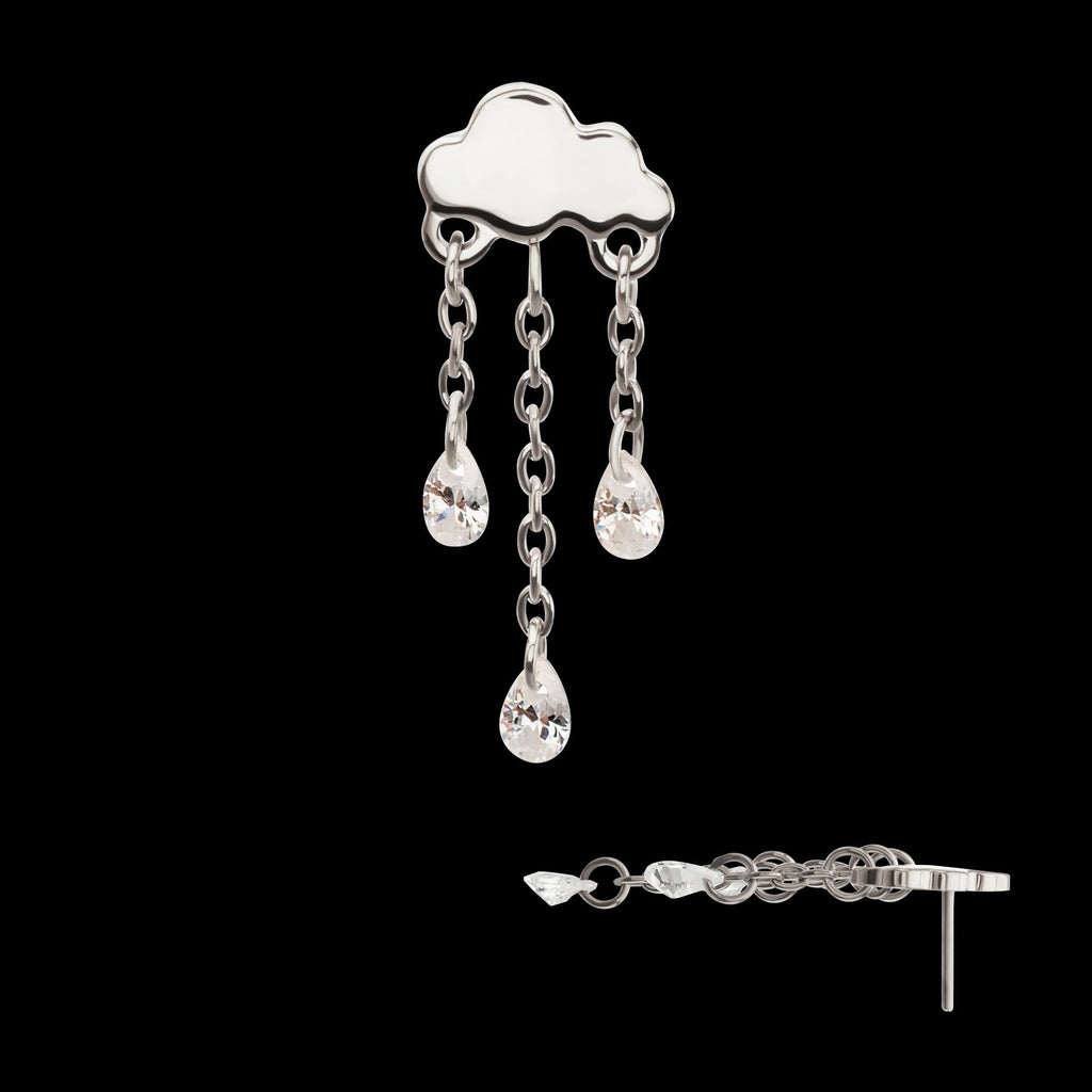 Cloud Triple Floating CZ Dangle Threadless Earring / Nosering – Titanium